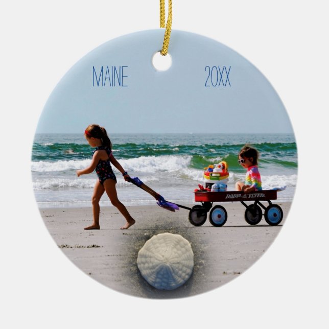 Maine Family Photo Ceramic Ornament (Front)