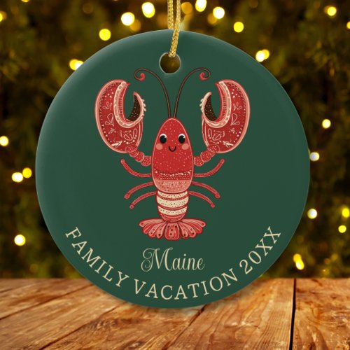 Maine Family Vacation Keepsake Lobster Ceramic Ornament