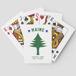 Maine Flag Tree Star Wedding Favor Custom Text Poker Cards
