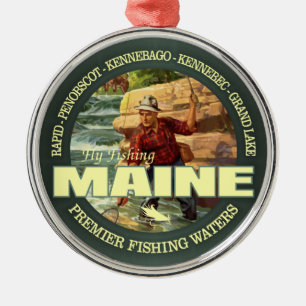 Maine Fly Fishing Metal Ornament