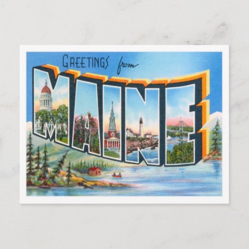 Maine Greetings From US States Postcard