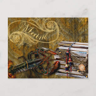 Maine grunge lobster postcard
