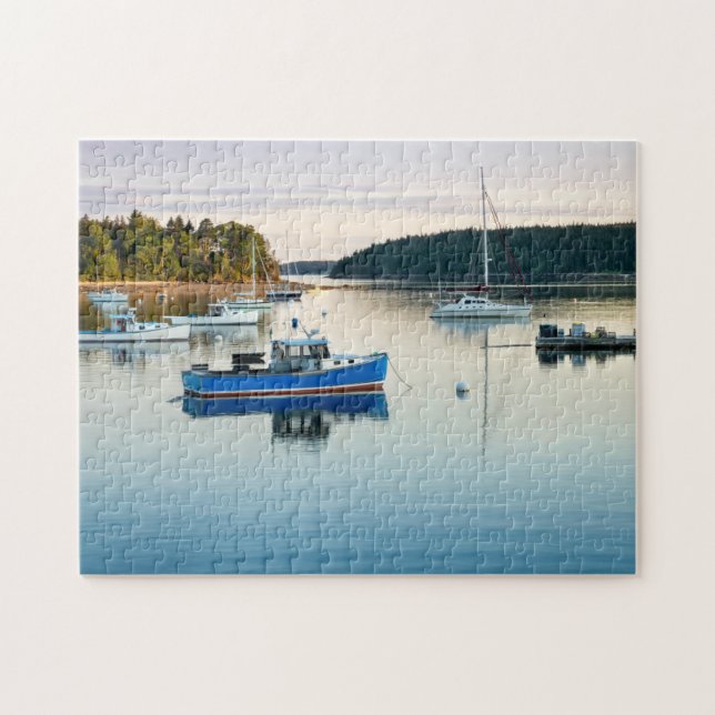 Maine harbor at sunset jigsaw puzzle (Horizontal)