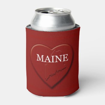 Maine Heart Map Design Can Cooler by Americanliberty at Zazzle