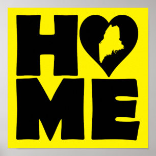 Maine Home Heart State Poster Sign