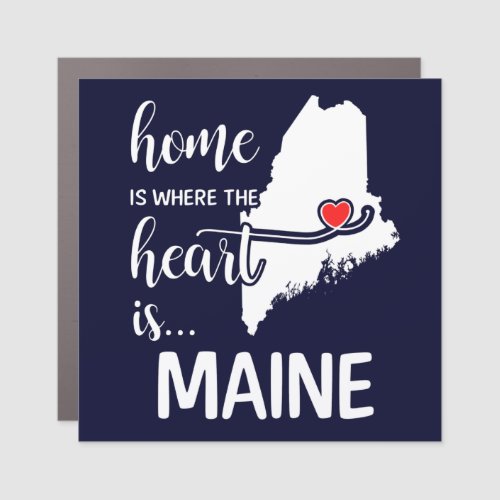 Maine home is where the heart is car magnet