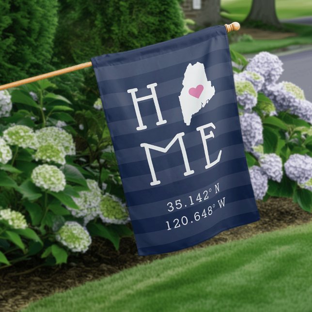 Maine Home State Custom Coordinates House Flag (Creator Uploaded)