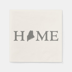 Maine Home State Gray Word Art Paper Party Napkins
