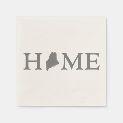 Maine Home State Gray Word Art Paper Party Paper Napkins