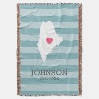 Maine Home State Map - Custom Wedding City Throw Blanket