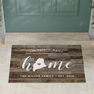 Maine Home State Personalized Wood Look Doormat