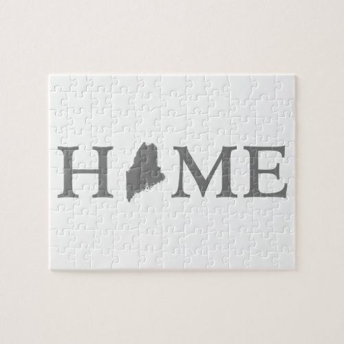 Maine Home State Shaped Letter Gray Word Art Jigsaw Puzzle