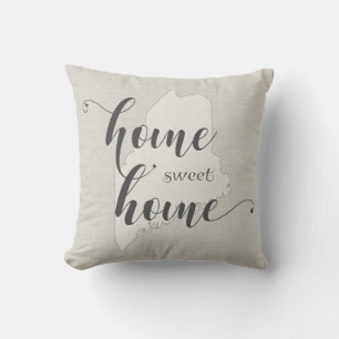 Maine - Home Sweet Home burlap-look Throw Pillow