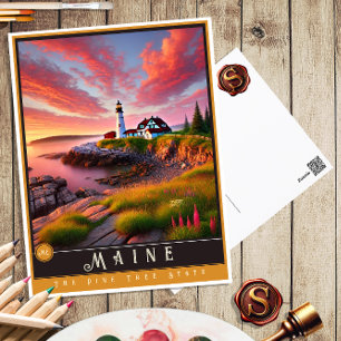 Maine Hyper-Realistic State Postcard