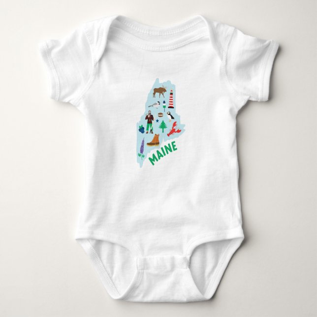 Maine Icons Baby Bodysuit (Front)