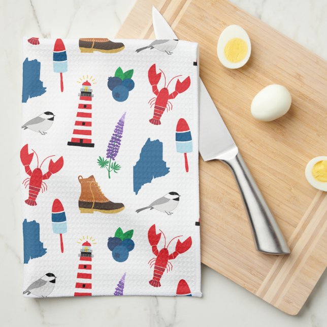 Maine Icons Kitchen Towel (Quarter Fold)
