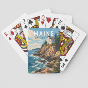 Maine Illustration Travel Art Vintage Poker Cards