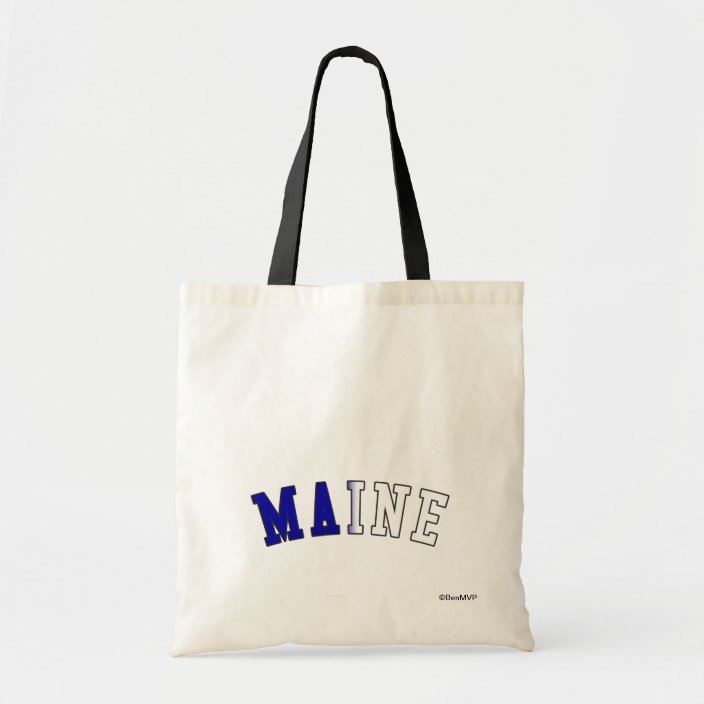 Maine in State Flag Colors Canvas Bag