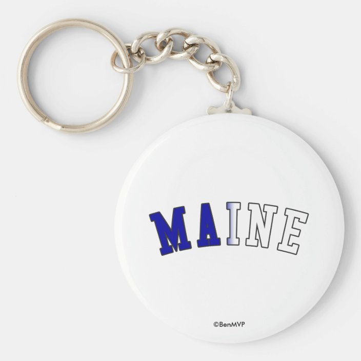 Maine in State Flag Colors Key Chain