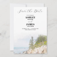 Maine Lighthouse Acadia Park Save the Date Wedding