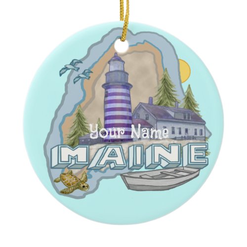 Maine Lighthouse  Ceramic Ornament