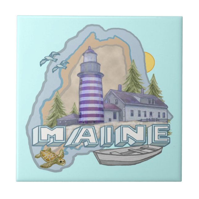 Maine Lighthouse Ceramic Tile (Front)