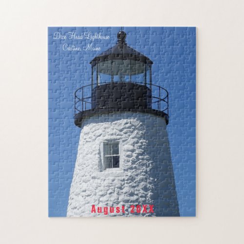 Maine Lighthouse Dice Head Castine Date Visited Jigsaw Puzzle