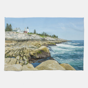 Maine Lighthouse Pemaquid Point Blue Kitchen Towel