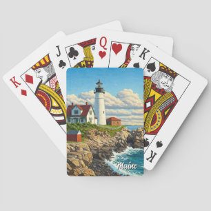 Maine Lighthouse Travel Poker Cards
