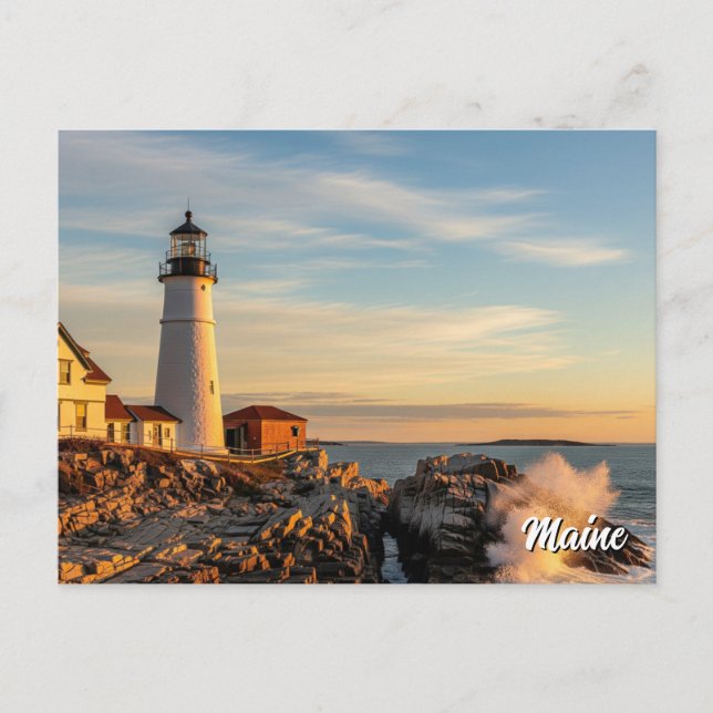 Maine Lighthouse Travel Postcard (Front)