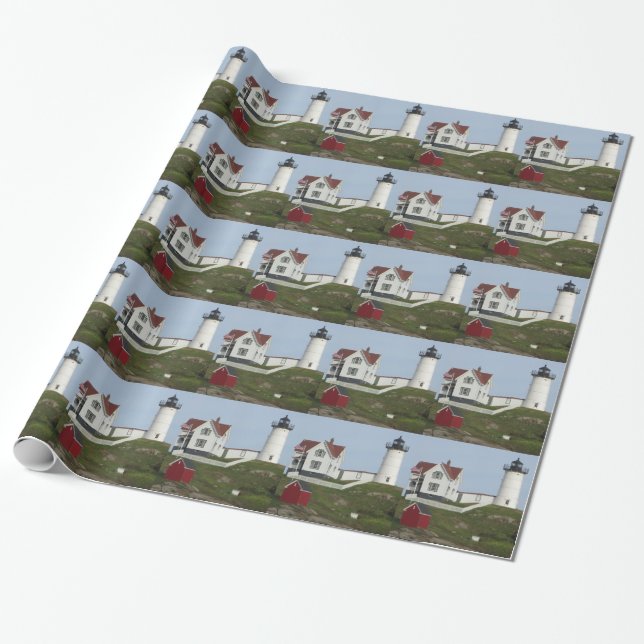 Maine Lighthouse Wrapping Paper (Unrolled)