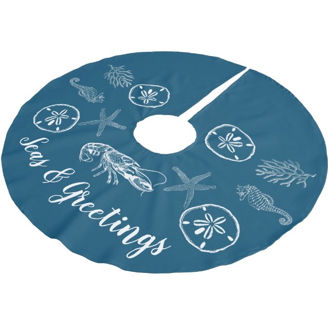 Maine Lobster and Shells Tree Skirt (Angled)