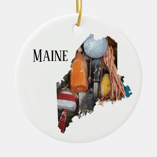 Maine Lobster Buoys Ceramic Ornament