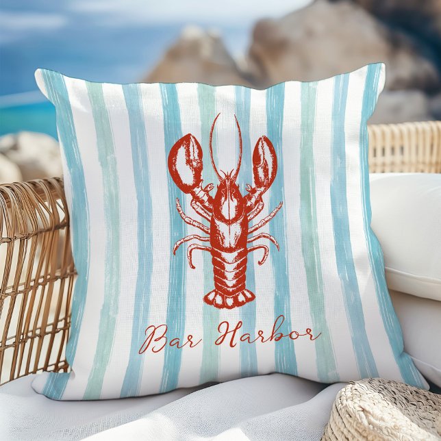 Maine Lobster Fisherman Aesthetic Coastal Throw Pillow (Creator Uploaded)