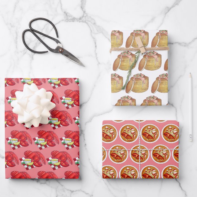 Maine Lobster Newberg Bisque Seafood Dinner Food Wrapping Paper Sheets (Front)