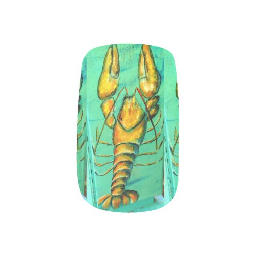 maine lobster on green minx nail wraps