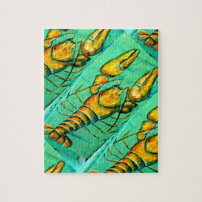 maine lobster on green puzzle (Vertical)