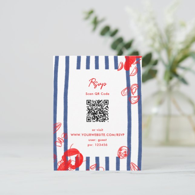 Maine Lobster Oysters Clams East Coast Wedding Invitation (Standing Front)