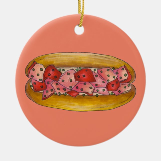 Maine Lobster Roll Sandwich Seafood Foodie Gift Ceramic Ornament (Front)