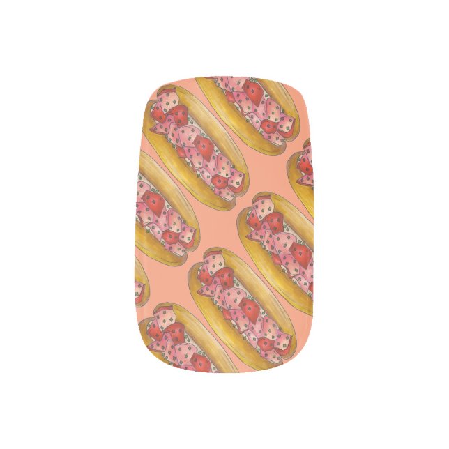 Maine Lobster Roll Sandwich Seafood Foodie Nails Minx Nail Art (Right Thumb)