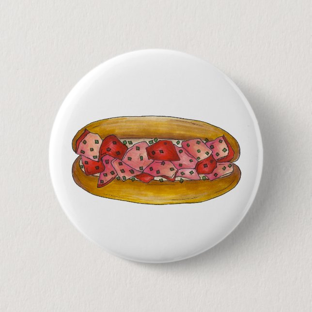 Maine Lobster Roll Seafood Foodie Sandwich Pinback Button (Front)