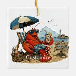 Maine Lobster Summer Fun Thunder_Cove Ceramic Ornament