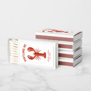 Maine Lobster Wedding Party Favor, Custom Text Matchboxes