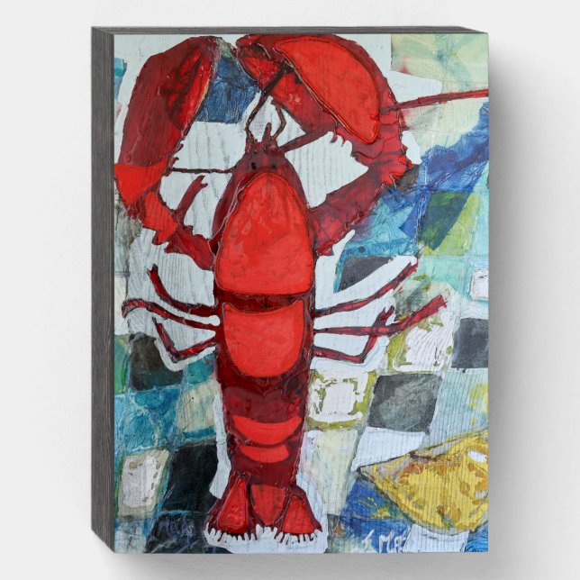 Maine Lobster Wooden Box Sign (Front Vertical)
