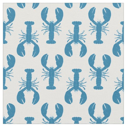 Maine Lobsters Coastal Pattern in Blue and White Fabric