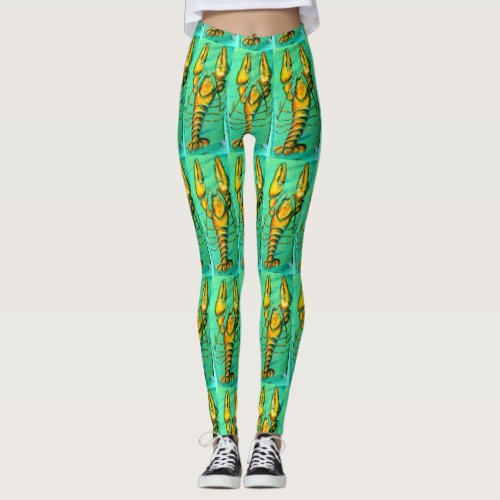 maine lobsters on green leggings