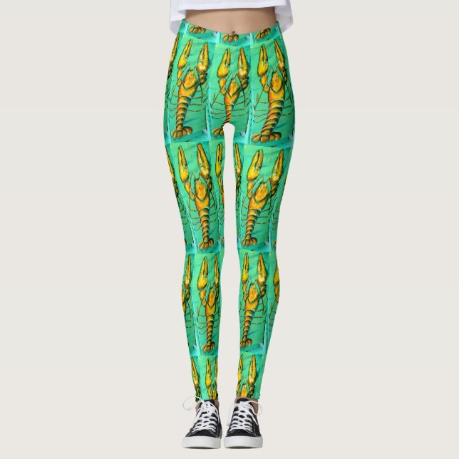 maine lobsters on green leggings (Front)