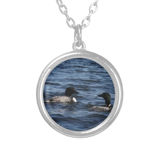 Maine Loons  Silver Plated Necklace (Front)