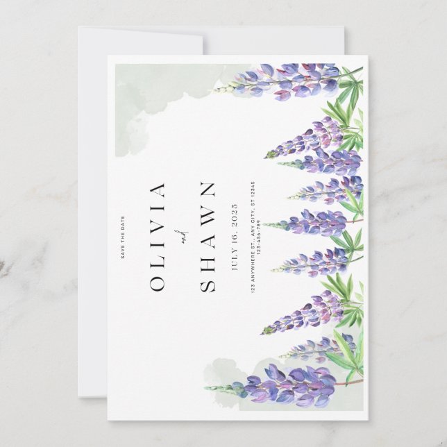 Maine lupin Wedding Save the Date Invitation (Front)
