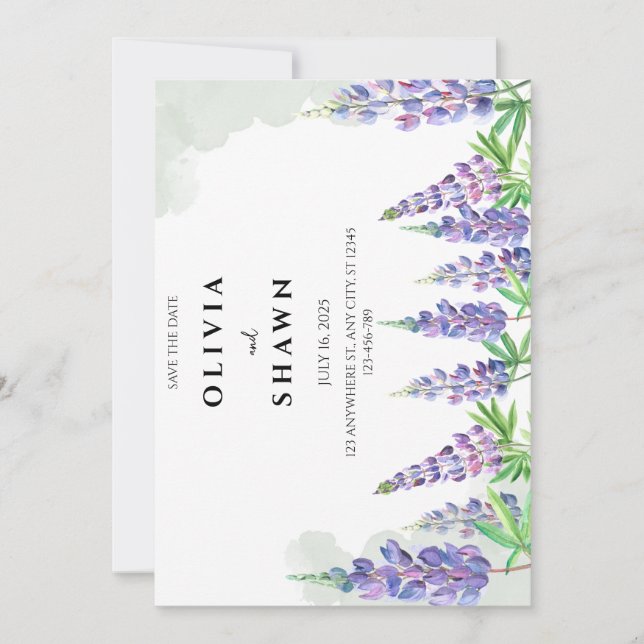 Maine lupin Wedding Save the Date Invitation (Front)